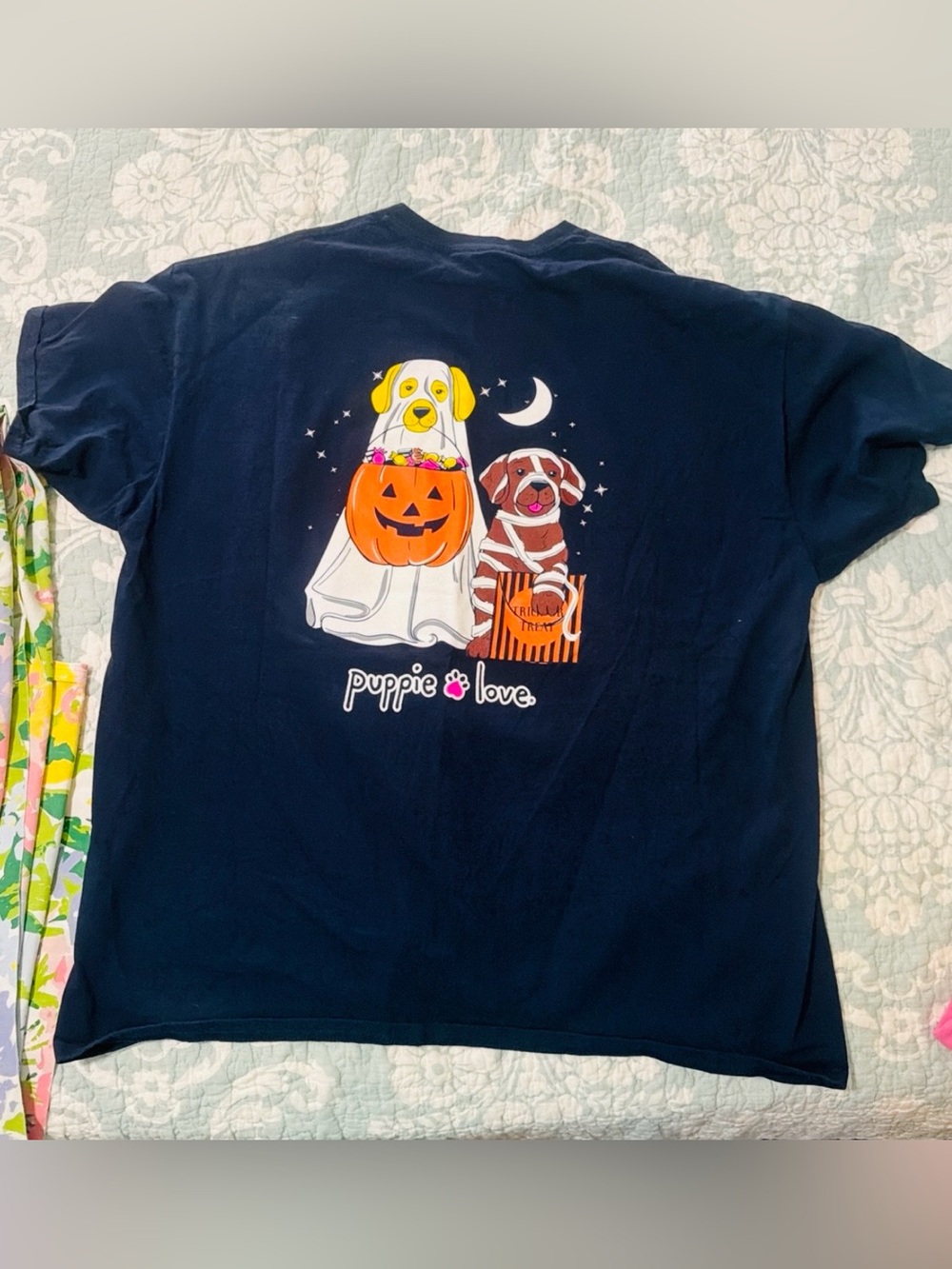 Puppie Love Halloween Dog Ghost Pumpkin T-Shirt